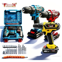 Mini tournevis électrique sans fil 21V 48V, ensemble d'outils électriques, perceuse, kit de tournevis électrique