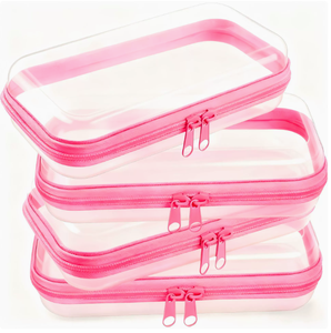 Étui rigide transparent moderne en plastique avec fermeture éclair, étanche, pour crayons, pochette de voyage, organiseur, trousse de maquillage - Product Image 3