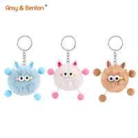 Porte-clés en peluche Kawaii, monstre de dessin animé, boule de fourrure, anneau porte-clés, oreilles de lapin amusantes, décoration de sac, cadeaux d'anniversaire pour enfants