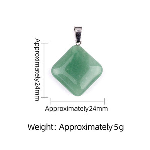Pendentif carré en cristal naturel de 24 mm, design <span class=keywords><strong>diagonal</strong></span>, collier avec pendentif en pierre, modèle original, accessoires de bijoux DIY - Product Image 5