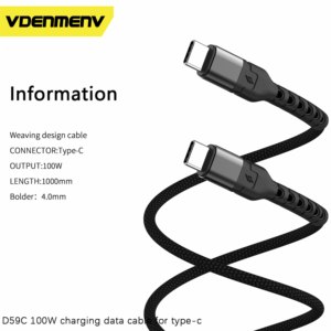 Vdenmen Nhà Máy Bán Buôn Nhanh Chóng Sạc 1M 3.2ft Loại C Loại C Cáp Dệt Thiết Kế Siêu Tốc Độ Cho Các Thiết Bị USB Nylon Máy Tính - Product Image 5