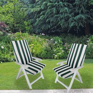 Cuscino per Sdraio da Giardino 45x110 cm Verde Bianco a Righe per Schienale Uso Esterno - Product Image 6