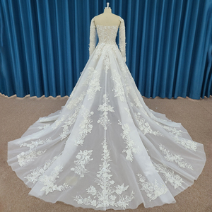 Jancember LSSM007 Vintage Off Shoulder Boat Neck Lace Fabric <b>Wedding</b> Gowns <b>Dresses</b> - Product Image 5