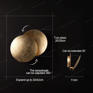 Classique Intérieur Lunaire éclipse LED applique ronde rotation appliques murales pour café décor hôtel villa or luxe métal appliques - Product Image 5