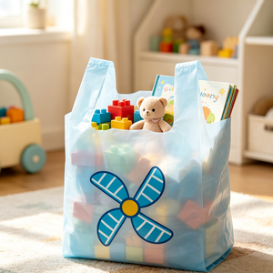 Borsa in plastica personalizzata a forma <span class=keywords><strong>di</strong></span> T-shirt azzurra, riutilizzabile per <span class=keywords><strong>la</strong></span> spesa al supermercato, con stampa logo a forma <span class=keywords><strong>di</strong></span> mulino a vento, all'ingrosso - Product Image 6