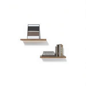 Mensola Laminata in Noce 16mm a Doppio Livello, Montaggio a Parete, Stile Minimalista, per Soggiorno, Resistente, Laccata, Rettangolare - Product Image 1