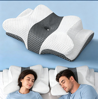 Oreiller cervical en mousse à mémoire de forme YUE RISE en forme de papillon, à récupération lente, pour l'alignement du cou et un sommeil confortable