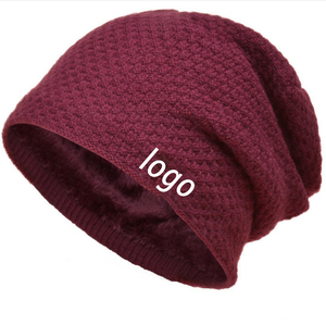 Nouveau unisexe lettre Beanie chapeau loisirs ajouter fourrure doublé chapeaux d'hiver pour hommes femmes garder au chaud tricot chapeau mode solide Ski <span class=keywords><strong>Bonnet</strong></span> casquette - Product Image 1