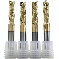 Broca de compresión de corte ascendente y descendente con recubrimiento DLC HRC 60, de carburo sólido, espiral, 4mm, para router CNC de carpintería, ¡la más vendida!