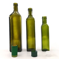Botol Minyak Zaitun Kaca Persegi Food Grade dengan Tutup Plastik Anti Bocor, Botol Hijau Persegi Panjang Premium untuk Memasak di Dapur
