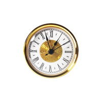 Insert Jam Quartz 80mm Bezel Emas Dial Bermotif Bunga Angka Romawi Jarum Hitam DIY Plastik Baterai Dekorasi Rumah