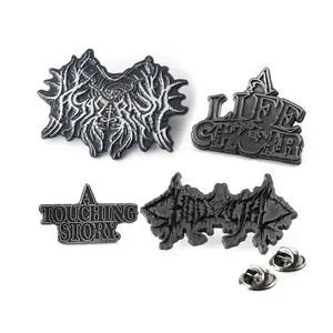 Oem Antique Silver Black Color Embossed Magic Band Logo Badge Custom Enamel Lapel Pins For Hat Backpack Decoration