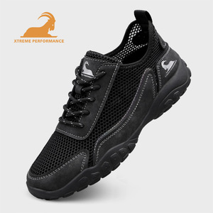 Custom LOGO in Ready Stock Leather Mesh Upper Breathable Hand Made Sewing Men Cool Summer Casual Sport Sneakers Shoes - Product Image 1