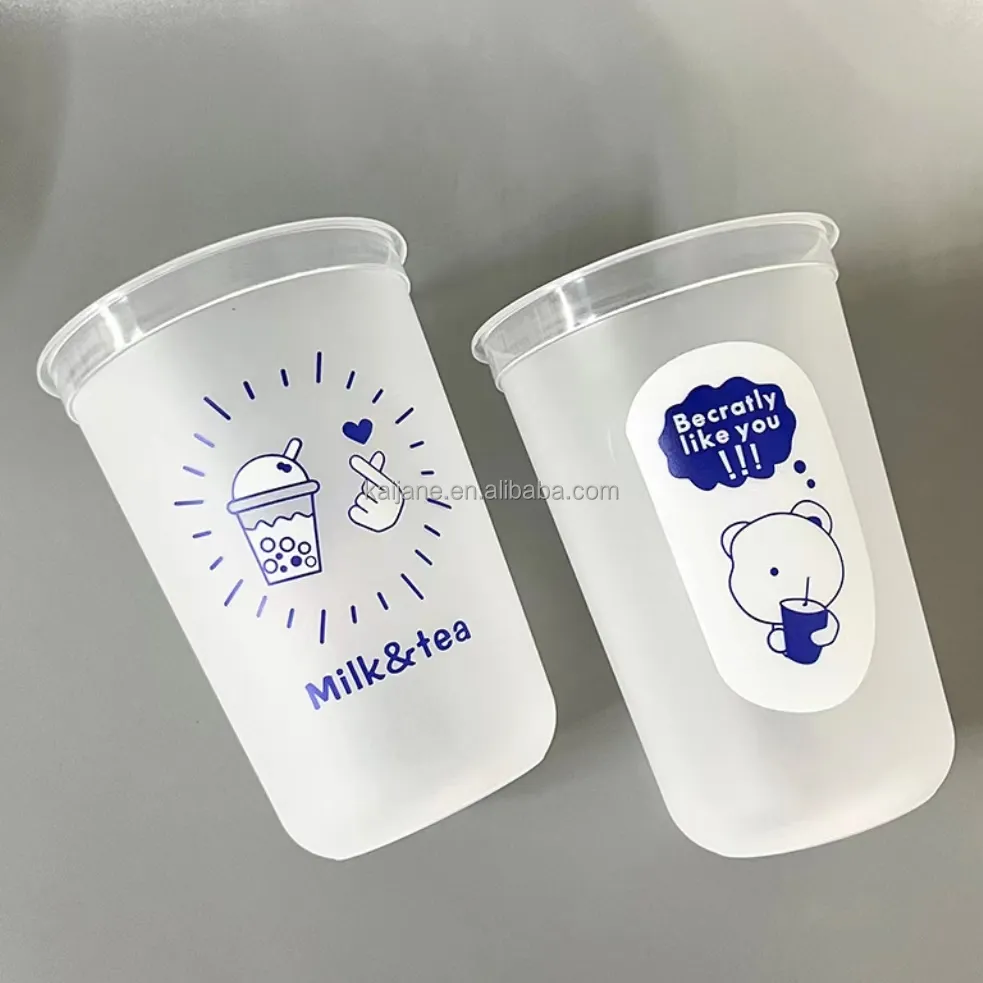 Hot Sale disposable clear lemonade cups 32oz fruit milk boba bubble tea juice pp plastic cups containers with lids