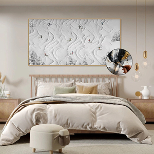Cuadro Decorativo de Pared con Diseño de Esquí, Arte Abstracto en 3D con Textura, Pintura al Óleo Hecha a Mano, Decoración para Sala de Estar, Montaña Nevada sobre Lienzo - Product Image 1