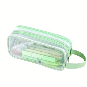 Estuche Transparente para Lápices de Gran Capacidad, Doble Capa, de Nailon y Poliéster, Multicolor, para Uso Escolar y de Oficina, Almacenamiento Portátil - Product Image 2