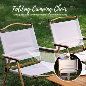 مجموعة كراسي قابلة للطي وطاولة خشبية صلبة للاستخدام الخارجي، معدات محمولة للتخييم والصيد - Product Image 2
