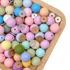 Perles en silicone de 15 mm pour chaîne de sucette DIY, sélection rigoureuse, transfert d'eau, vente en gros - Product Image 1