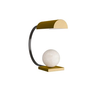 Lampe de bureau Art Déco moderne à base en bronze et marbre, forme arquée |   Éclairage Sculptural Biologique pour Hall d'Hôtel et Espaces de Travail Haut de Gamme - Product Image 2