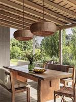 Ip65 étanche rotin tissé suspension lampe en aluminium Led Source de lumière pour jardin extérieur cour hôtel maison séjour pour pelouse