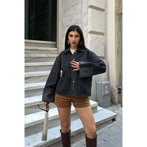 Chaqueta Vaquera para Mujer con Detalle de Manga Doblada, Prenda Exterior Cómoda - Product Image 1