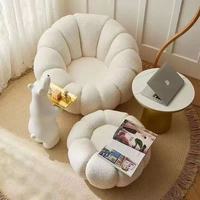 Fauteuil-lit individuel sans accoudoirs bleu, style paresseux, en laine d'agneau, rembourré, couleur crème, design européen, pour petits espaces