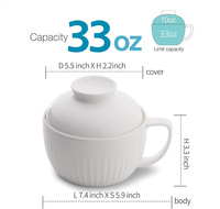 Ensemble de 33 oz de bols en porcelaine blanche plissée multi-usages avec couvercle