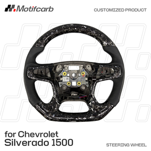 Volante de fibra de carbono forjado plateado personalizado para GMC Sierra 1500 SLE Denali Rocky Ridge y Chevrolet Silverado 1500 LTZ Z71 - Product Image 2