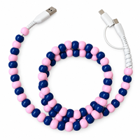 Câble de charge USB Type C 3 en 1 coloré avec perles, pour plusieurs appareils, transfert de données