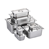 Hei Lv Amerikanischer Stil FSP-1/4 Polierter Edelstahl Quadratischer Buffet-Teller Hot Pot Gefriertruhe Essenslieferungsbehälter Buffet-Restaurant