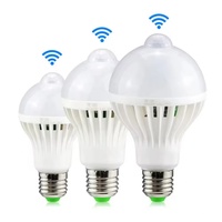 Luz Nocturna LED con Sensor de Movimiento PIR de 5w/7w/9w/12w, Bombilla de Lámpara de Ahorro de Energía Infrarroja Automática de 85V-265V E27 para Iluminación de Pasillos y Escaleras