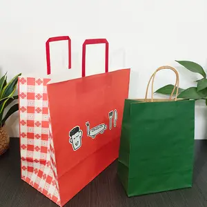 लोगो प्रिंट क्राफ्ट पेपर बैग निर्माता रीसायकल पेपर शॉपिंग बैग आपके अपने लोगो के साथ हैंडल के साथ ब्राउन क्राफ्ट पेपर बैग