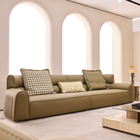 Canapé modulaire sectionnel moderne en cuir véritable 3 places de taille moyenne avec pieds en acier inoxydable pour salon - Design durable