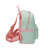 Sac à dos tendance et mignon à carreaux vichy verts pour filles, sacs d'école légers en nylon, sac à dos de voyage quotidien pour adolescentes