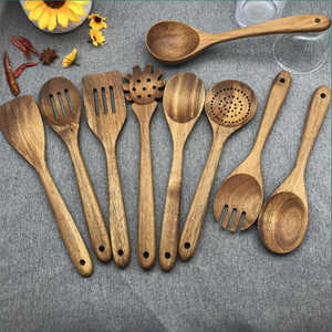 Phụ kiện nhà bếp không dính keo Gỗ Nhà Bếp nấu ăn thìa thìa bếp dụng cụ thiết lập - Product Image 5