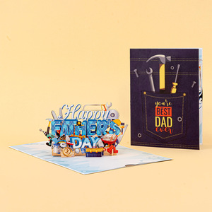 Nouvelle carte de vœux créative 3D pop-up pour la fête des pères, impression UV écologique, <span class=keywords><strong>merci</strong></span> <span class=keywords><strong>papa</strong></span> - Product Image 6