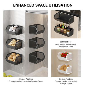 Cajas de almacenamiento montadas en la pared para cocina, cebollas verdes, todo tipo de artilugios mágicos, bastidores, cestas para verduras, frutas, condimentos - Product Image 4