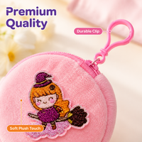 Porte-monnaie rond en peluche de la série Halloween, 8 cm, motif sorcière et citrouille de dessin animé, mignon, avec pendentif porte-clés coloré, pour cadeau de fête