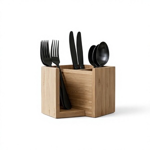 Organisateur de couverts en bois avec compartiments pour fourchettes, cuillères, couteaux, utilisation en extérieur sur table - Product Image 1