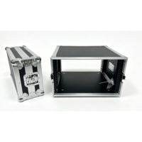 Boîtier de transport/Flight Case 6U en contreplaqué noir et aluminium argenté de haute qualité OEM/ODM pour amplificateur, assemblable avant/arrière