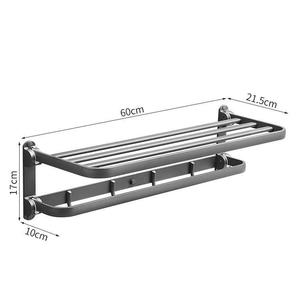 Moderno Toallero Plegable de Acero Inoxidable para Baño, Soporte de Pared con Ganchos - Product Image 2