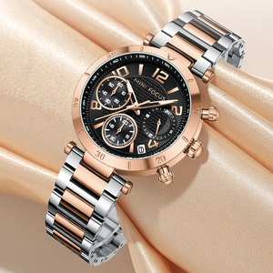 Mini <span class=keywords><strong>Focus</strong></span> MF0489L elegante moda resistente all'acqua in acciaio inox movimento al quarzo in acciaio cinturino orologio da polso per le signore - Product Image 1