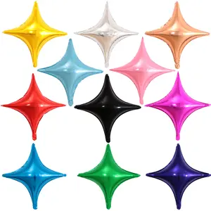 QAKGL 10 pulgadas papel de aluminio brillante estrella cuadrangular globo de cuatro puntas boda fiesta Festival suministros decoraciones 50 unids/bolsa - Product Image 1