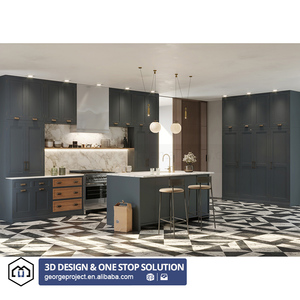 Armadio <span class=keywords><strong>Dispensa</strong></span> da Cucina in Stile Australiano Blu Navy con Design Moderno Shaker <span class=keywords><strong>per</strong></span> Villa - Product Image 2