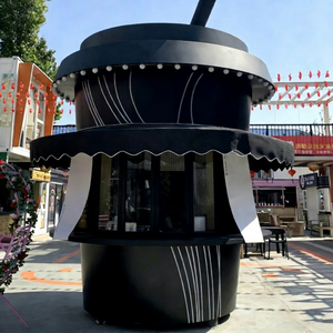 New Custom-made Steel Square Shape Food Truck <b>Trailer</b> with Coffee Cup & Snack Mobile Kitchen Equipment - Product Image 1