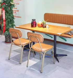 Cadeira de couro PU para restaurantes, cadeira de jantar com almofada para vários restaurantes, estrutura de metal de alta qualidade