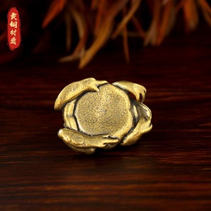 Rana in ottone massiccio, ornamento da ufficio, da tavolo da tè, Tea Pet, bronzo dorato, statuetta piccola per laghetto e paesaggio - Product Image 4