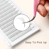 Anrolash Éventails de cils préfabriqués faits main en plumes, légers, 12 rangées, base fine et pointue, pour extensions de cils professionnelles volume, faciles à poser