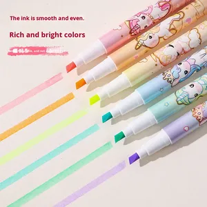 Marcadores Fluorescentes Creativos <span class=keywords><strong>de</strong></span> Alta Calidad con Diseño <span class=keywords><strong>de</strong></span> <span class=keywords><strong>Unicornio</strong></span> <span class=keywords><strong>de</strong></span> 6 Colores, Cabezal Angulado, Protección Ocular, para Estudiantes, Impresión Laminada - Product Image 3