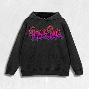 Sweat-shirt rétro délavé avec graphisme graffiti « <span class=keywords><strong>Prague</strong></span> Boyz », 100 % coton, 6 couleurs, entrepôt américain - Product Image 2